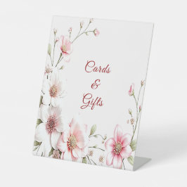 Elegant Pink White Floral Tabletop Signs 台座サイン