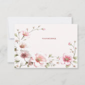 Elegant Pink White Floral Thank You Card サンキューカード (裏面)