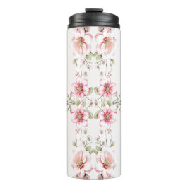 Elegant Pink White Floral Thermal Tumbler タンブラー