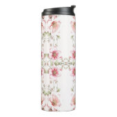 Elegant Pink White Floral Thermal Tumbler タンブラー (回転左)