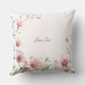 Elegant Pink White Floral Throw Pillow クッション (裏面)