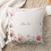 Elegant Pink White Floral Throw Pillow クッション (ブランケット)