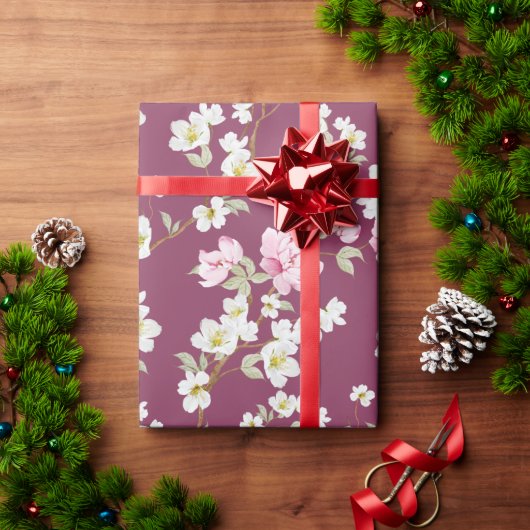 Elegant Pink & White Floral Wrapping Paper ラッピングペーパー (クリスマスギフト)