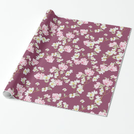 Elegant Pink & White Floral Wrapping Paper ラッピングペーパー