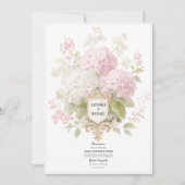 Elegant Pink & White Hydrangeas Gold Wedding 招待状 (正面)