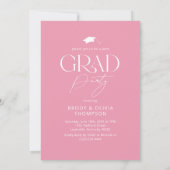 Elegant Pink & White Joint Graduation Party Photo 招待状 (裏面)