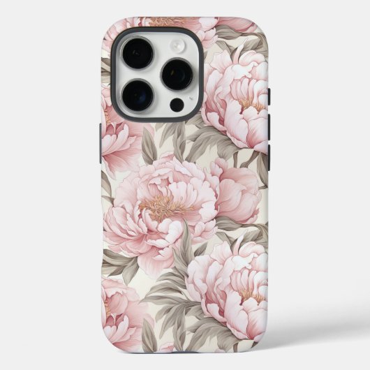 Elegant Pink White Peony Flowers iPhone case Case-Mate iPhoneケース (裏面)
