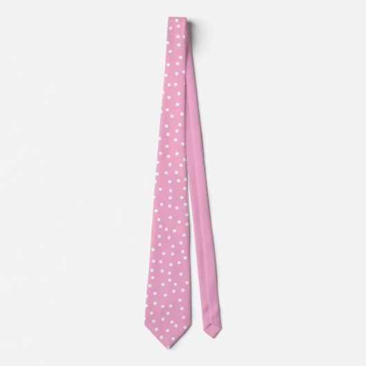 Elegant Pink White Polka Dots Groom Gift   ネクタイ (正面)