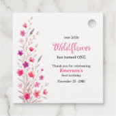 Elegant Pink Wildflower 1st Birthday Party フェイバータグ (裏面)
