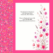 Elegant Pink Wildflower 1st Birthday Party 招待状