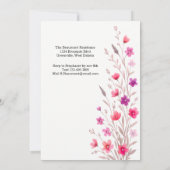 Elegant Pink Wildflower 1st Birthday Party 招待状 (裏面)