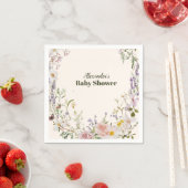 Elegant Pink Wildflower Boho Baby Shower スタンダードカクテルナプキン (インサイチュ)