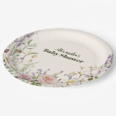 Elegant Pink Wildflower Boho Baby Shower ペーパープレート (アングル)