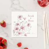 Elegant Pink Wildflower Botanical  Wedding スタンダードカクテルナプキン (インサイチュ)