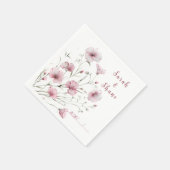 Elegant Pink Wildflower Botanical  Wedding スタンダードカクテルナプキン (角)