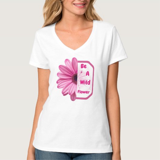 Elegant Pink Wildflower Quote Women's T-shirt Tシャツ (正面)