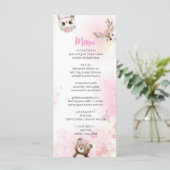 Elegant Pink Woodland Baby Shower Menu Card メニュー (スタンド正面)