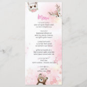 Elegant Pink Woodland Baby Shower Menu Card メニュー (正面)