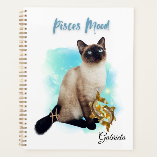 Elegant Pisces Zodiac Cat Planner Notebook プランナー手帳 (正面)