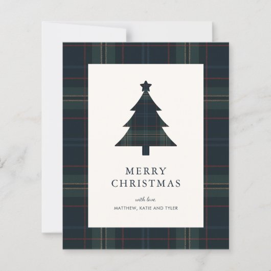 Elegant Plaid Budget Christmas Card (正面)