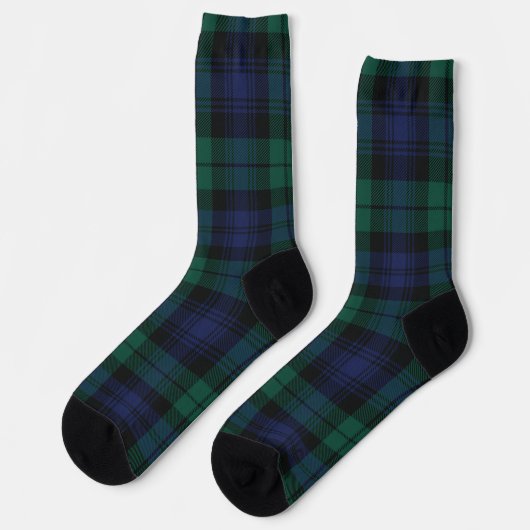 Elegant Plaid Classic Rustic Green Tartan ソックス (左)