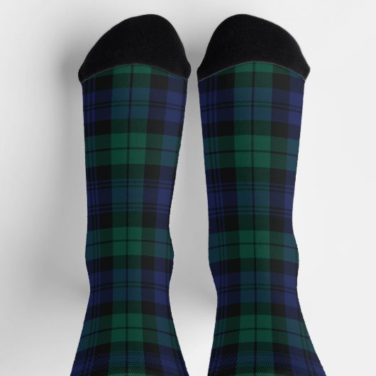 Elegant Plaid Classic Rustic Green Tartan ソックス (上部)