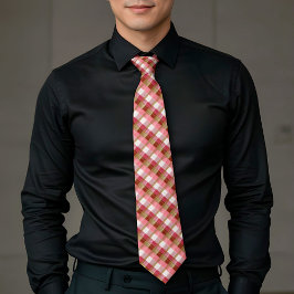 Elegant Plaid Gold Red Luxe Aesthetics Necktie ネクタイ