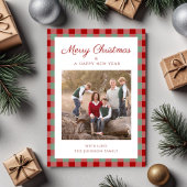 Elegant Plaid Photo Christmas シーズンカード