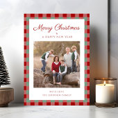 Elegant Plaid Photo Christmas シーズンカード