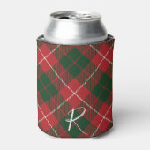 Elegant Plaid Red Green Tartan Monogram Custom 缶クーラー (缶正面)