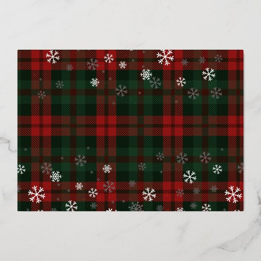 Elegant Plaid Script Christmas Holiday Party 箔招待状 (裏面)