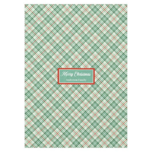 Elegant Plaid Tablecloth Custom Name Holiday Decor テーブルクロス (正面)