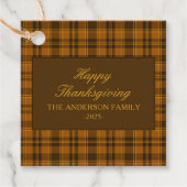 Elegant Plaid Thanksgiving Classic Custom Favor フェイバータグ (正面)
