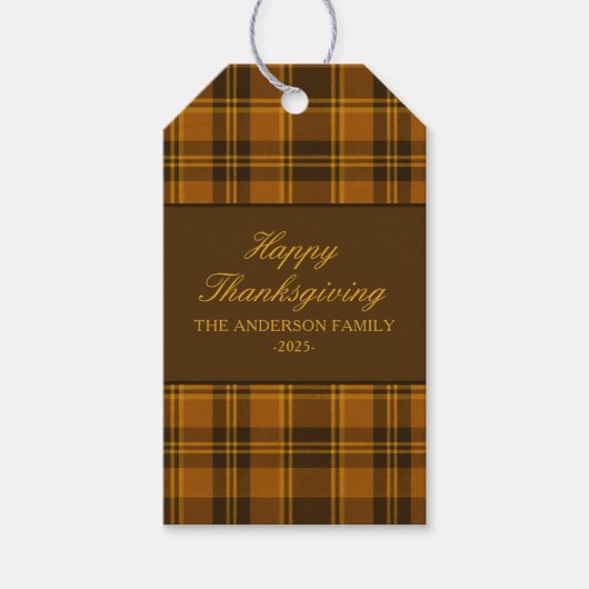 Elegant Plaid Thanksgiving Classic Vintage Custom  ギフトタグ (正面)