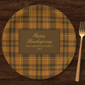 Elegant Plaid Thanksgiving Classic Vintage Custom ペーパープレート