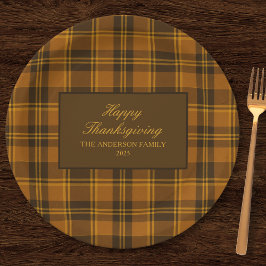 Elegant Plaid Thanksgiving Classic Vintage Custom  ペーパープレート