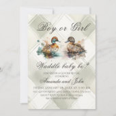 Elegant Plaid Waddle It Be Duck Gender Reveal 招待状 (正面)