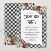 Elegant Plaid Winter Botanicals Christmas Party 招待状 (正面/裏面)