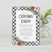 Elegant Plaid Winter Botanicals Christmas Party 招待状 (スタンド正面)