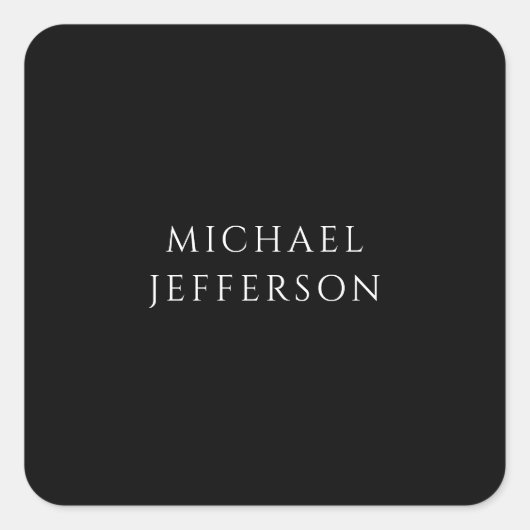 Elegant Plain Black White Personalized Custom スクエアシール (正面)