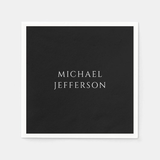 Elegant Plain Black White Personalized Custom スタンダードカクテルナプキン (正面)