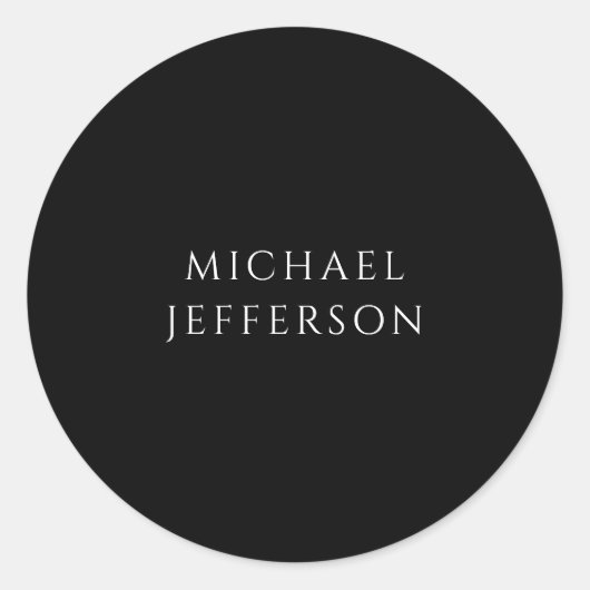 Elegant Plain Black White Personalized Custom ラウンドシール (正面)
