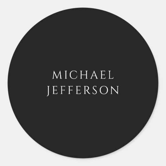 Elegant Plain Black White Personalized Custom ラウンドシール (正面)