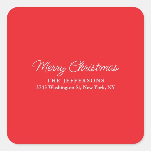 Elegant Plain Minimalist Modern Holiday Season スクエアシール (正面)