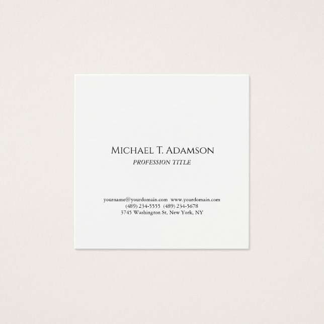 Elegant Plain Simple Black & White Profile Card (正面)
