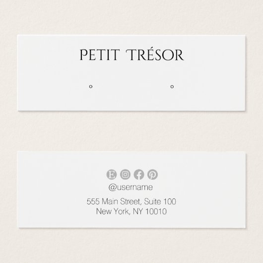 Elegant Plain White Stud Earring Display (正面&裏面)