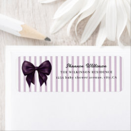 Elegant Plum Bow Violet Stripe Label ラベル