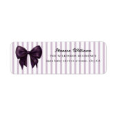 Elegant Plum Bow Violet Stripe Label ラベル (正面)