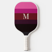 Elegant Plum Fuchsia Color Block Monogrammed ピックルボールラケット (正面)