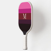 Elegant Plum Fuchsia Color Block Monogrammed ピックルボールラケット (左)